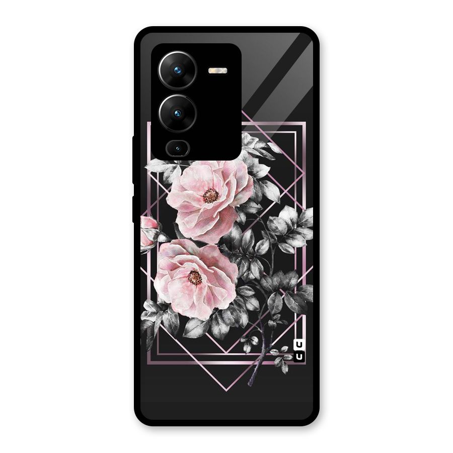 Beguilling Pink Floral Glass Back Case for Vivo V25 Pro