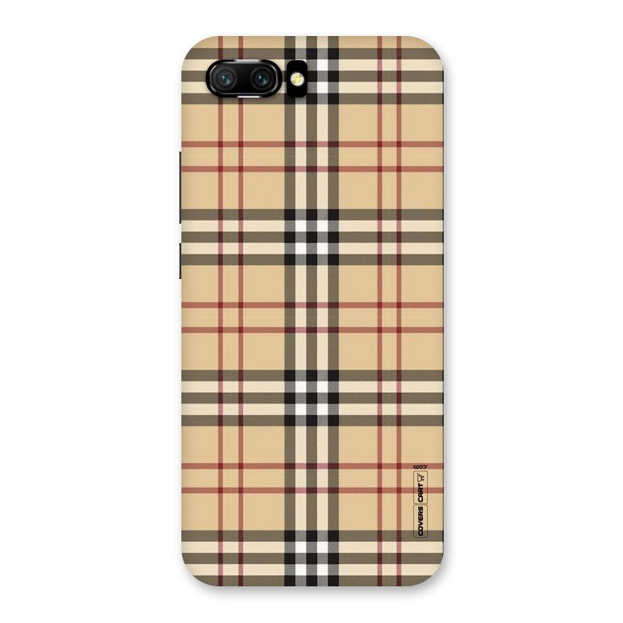 Beige Check Back Case for Honor 10