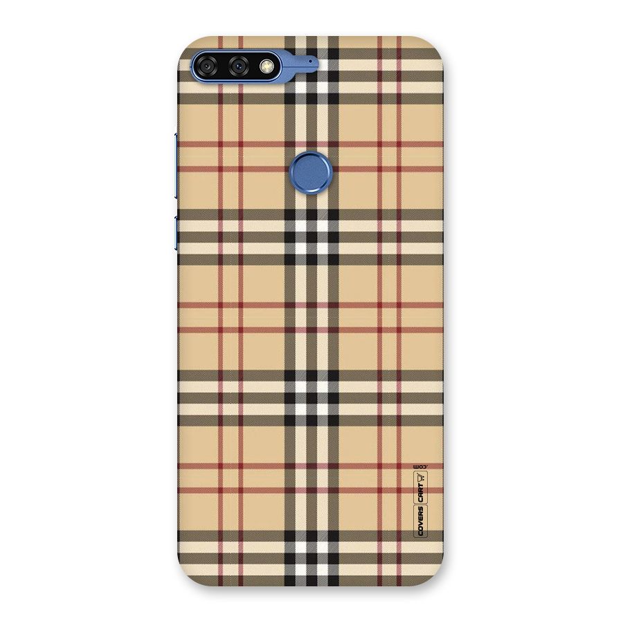 Beige Check Back Case for Honor 7C