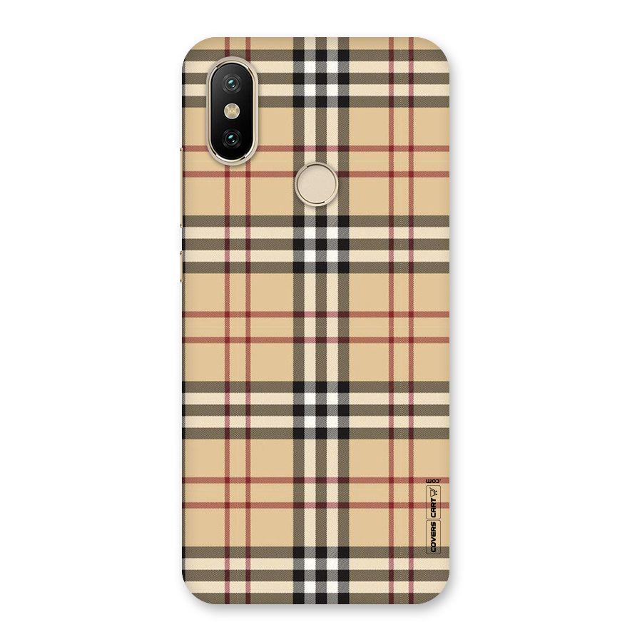 Beige Check Back Case for Mi A2