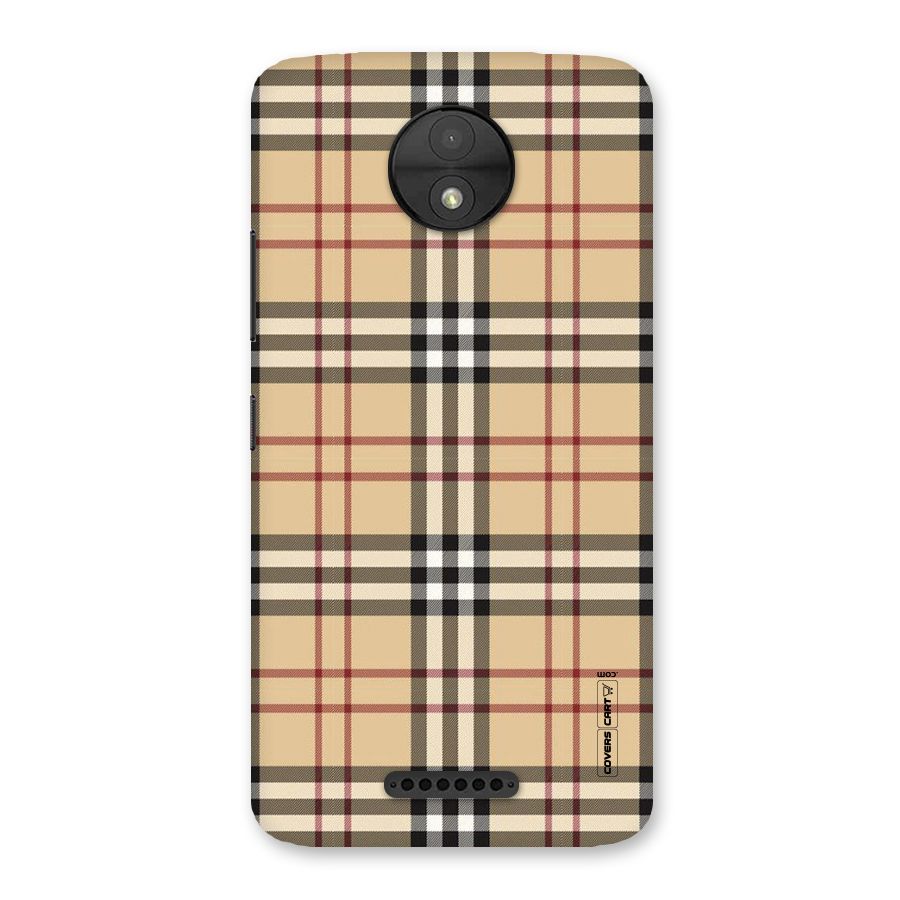 Beige Check Back Case for Moto C