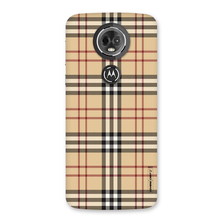 Beige Check Back Case for Moto E5 Plus