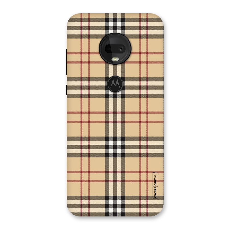 Beige Check Back Case for Moto G7