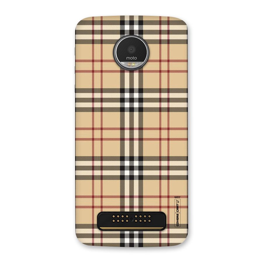 Beige Check Back Case for Moto Z Play