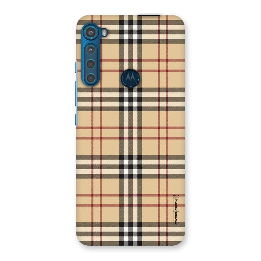 Beige Check Back Case for Motorola One Fusion Plus