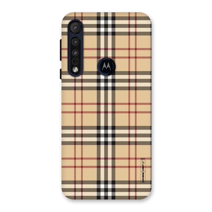 Beige Check Back Case for Motorola One Macro