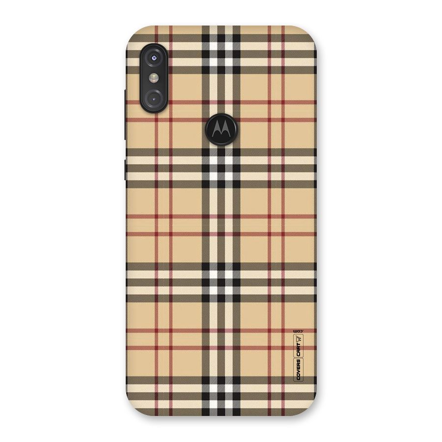 Beige Check Back Case for Motorola One Power