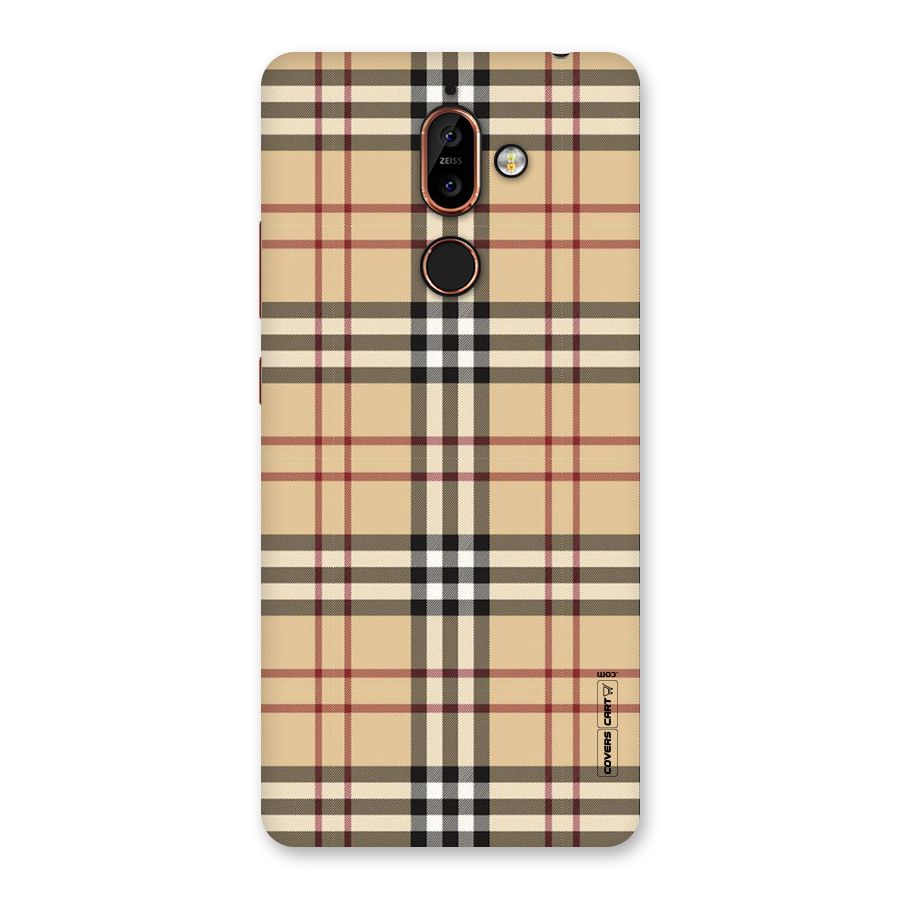 Beige Check Back Case for Nokia 7 Plus
