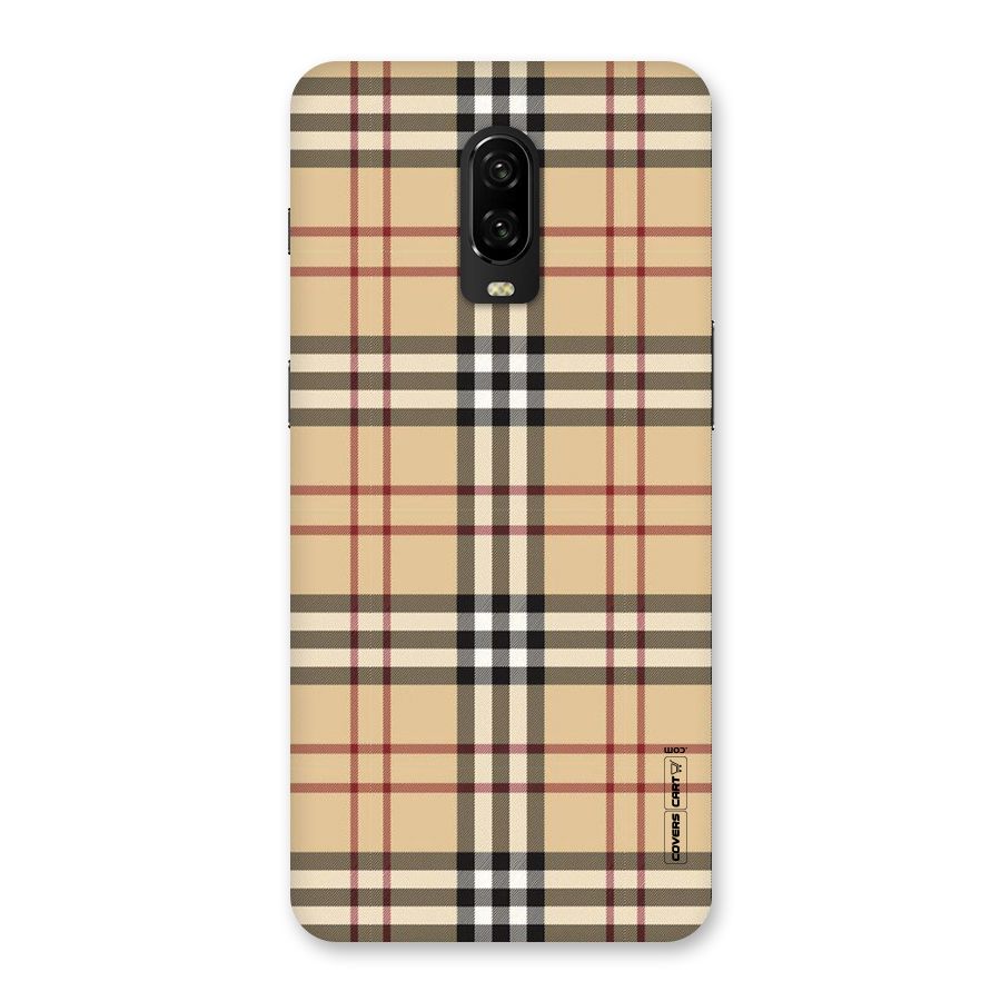 Beige Check Back Case for OnePlus 6T