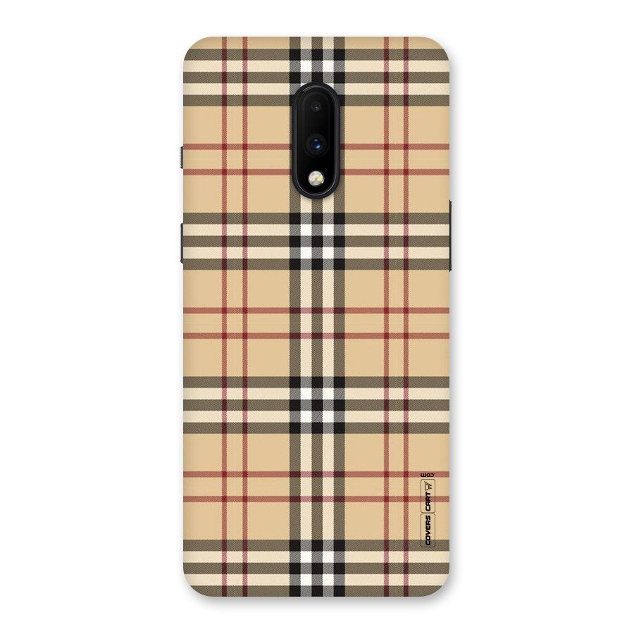 Beige Check Back Case for OnePlus 7