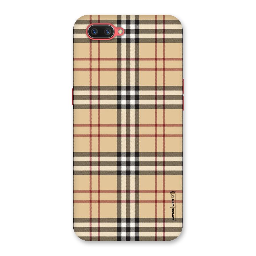 Beige Check Back Case for Oppo A3s