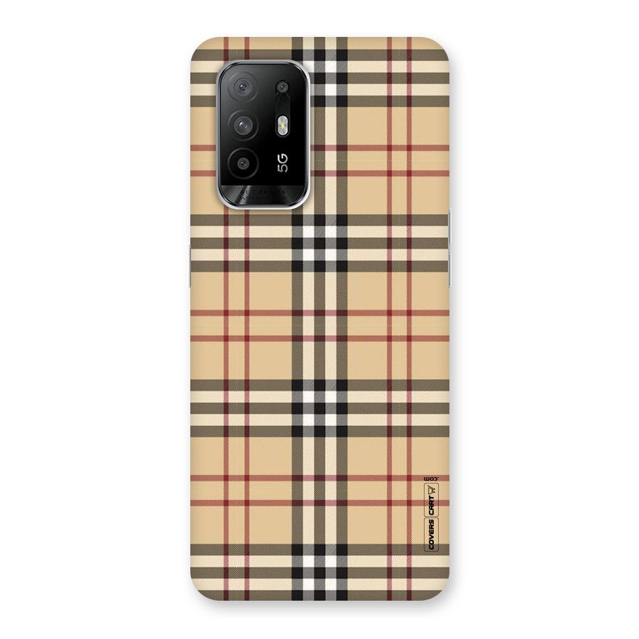Beige Check Back Case for Oppo F19 Pro Plus 5G