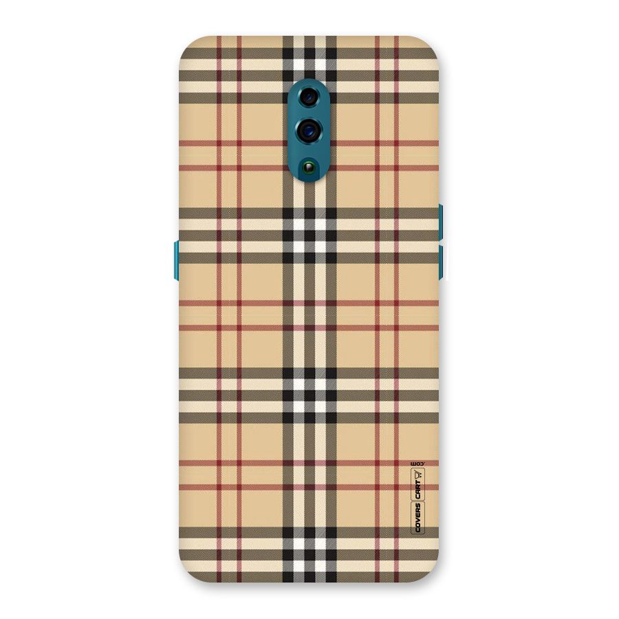 Beige Check Back Case for Oppo Reno
