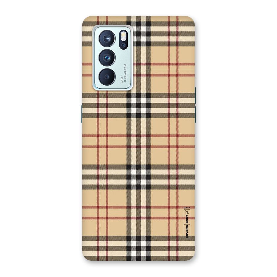 Beige Check Back Case for Oppo Reno6 Pro 5G