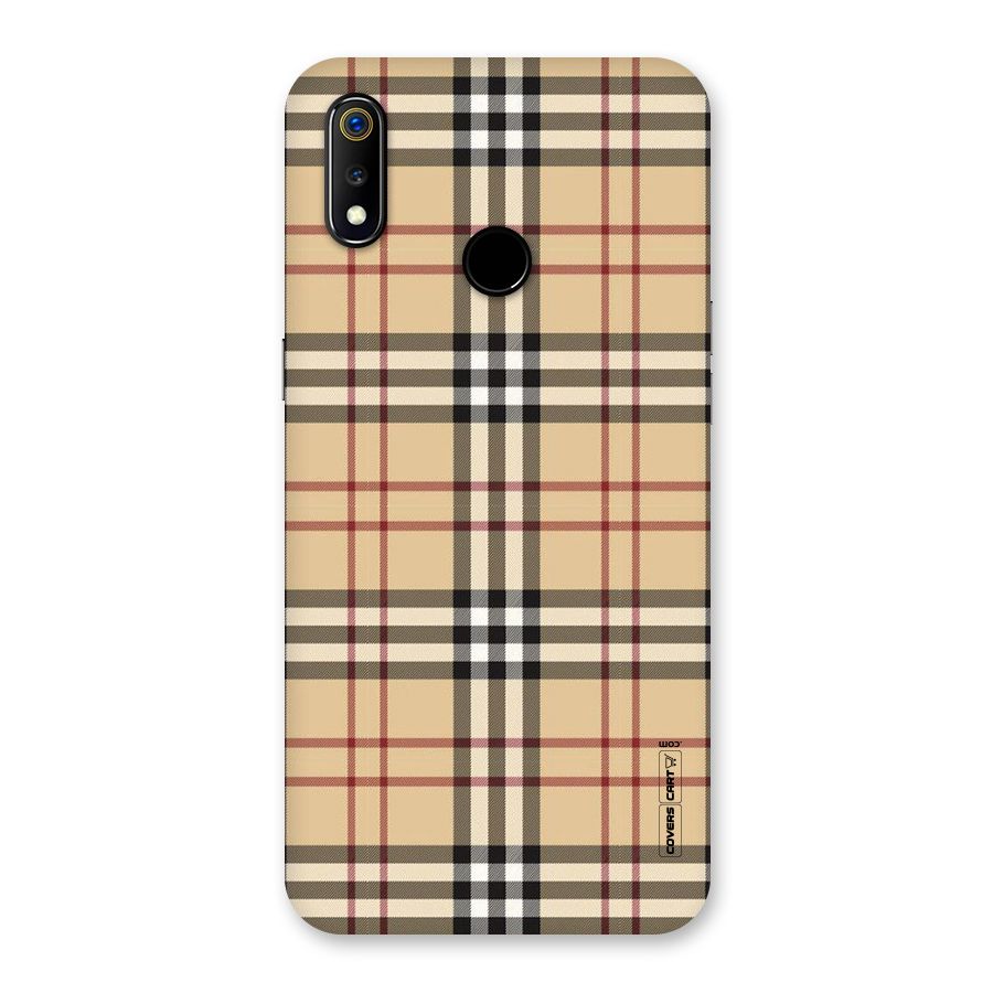 Beige Check Back Case for Realme 3