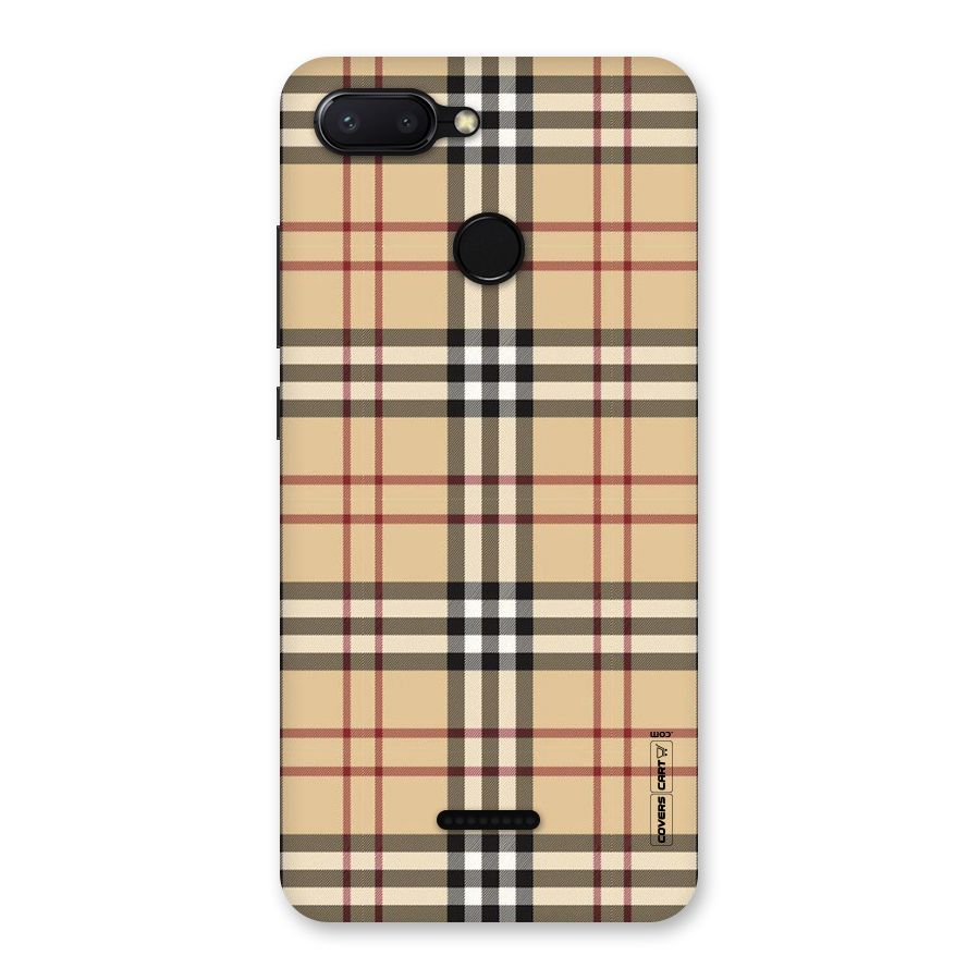Beige Check Back Case for Redmi 6