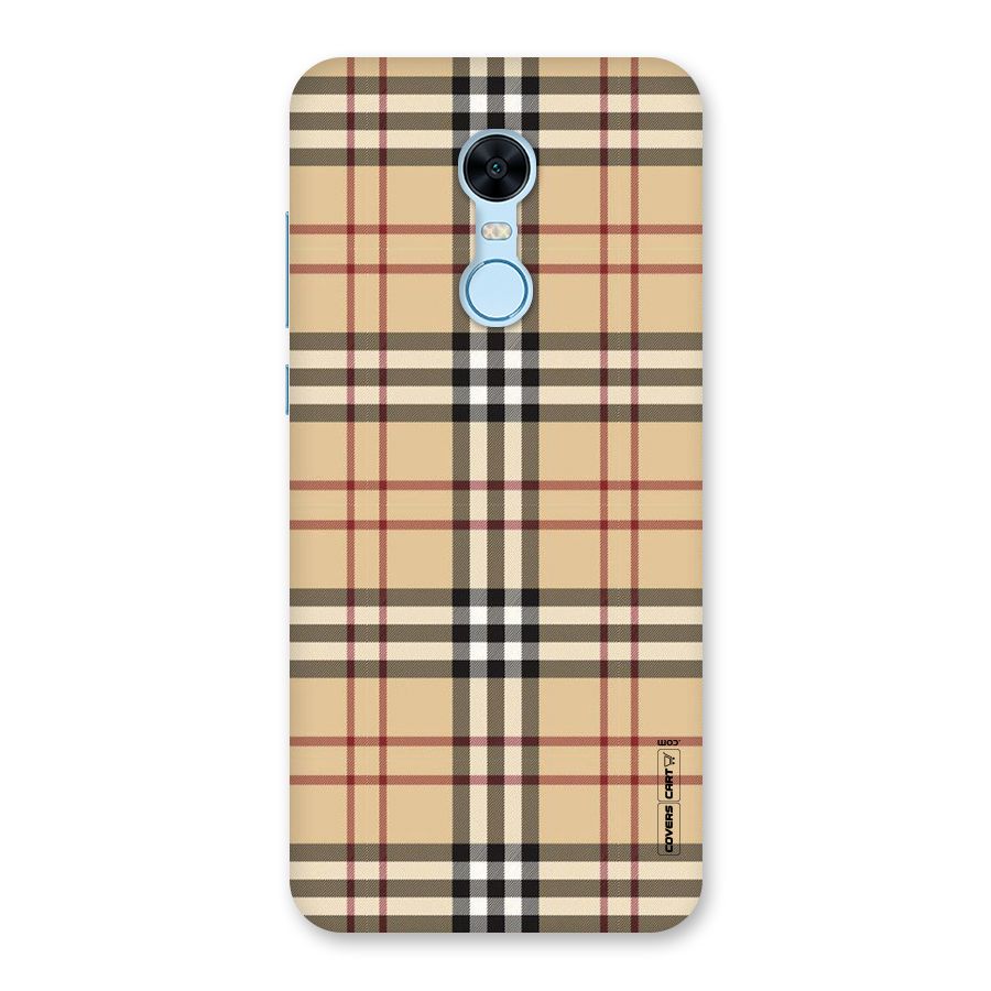 Beige Check Back Case for Redmi Note 5