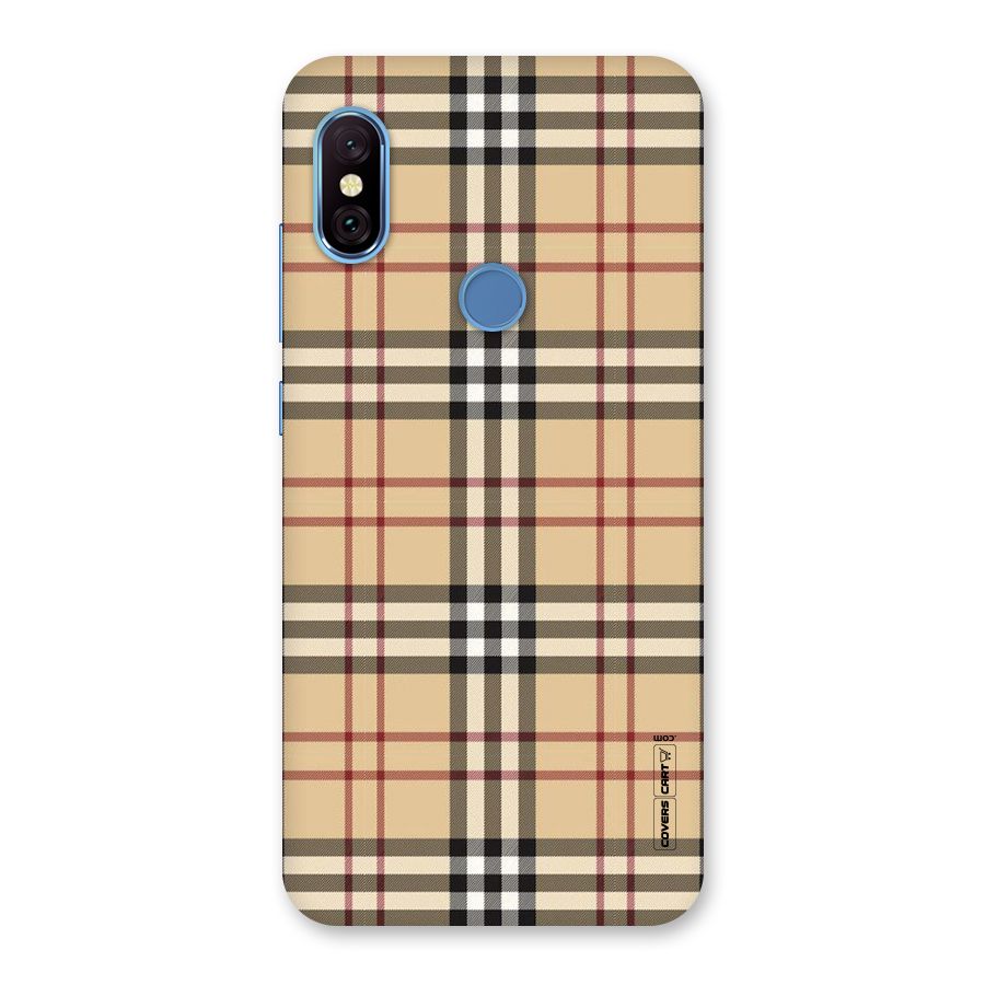 Beige Check Back Case for Redmi Note 6 Pro