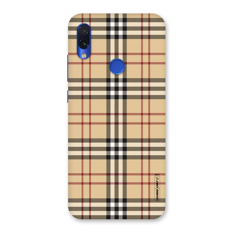 Beige Check Back Case for Redmi Note 7