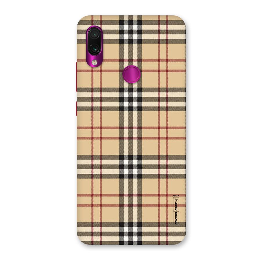 Beige Check Back Case for Redmi Note 7 Pro