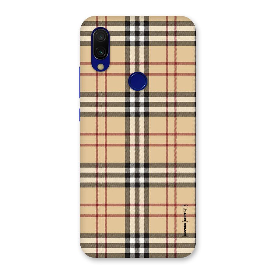 Beige Check Back Case for Redmi Y3