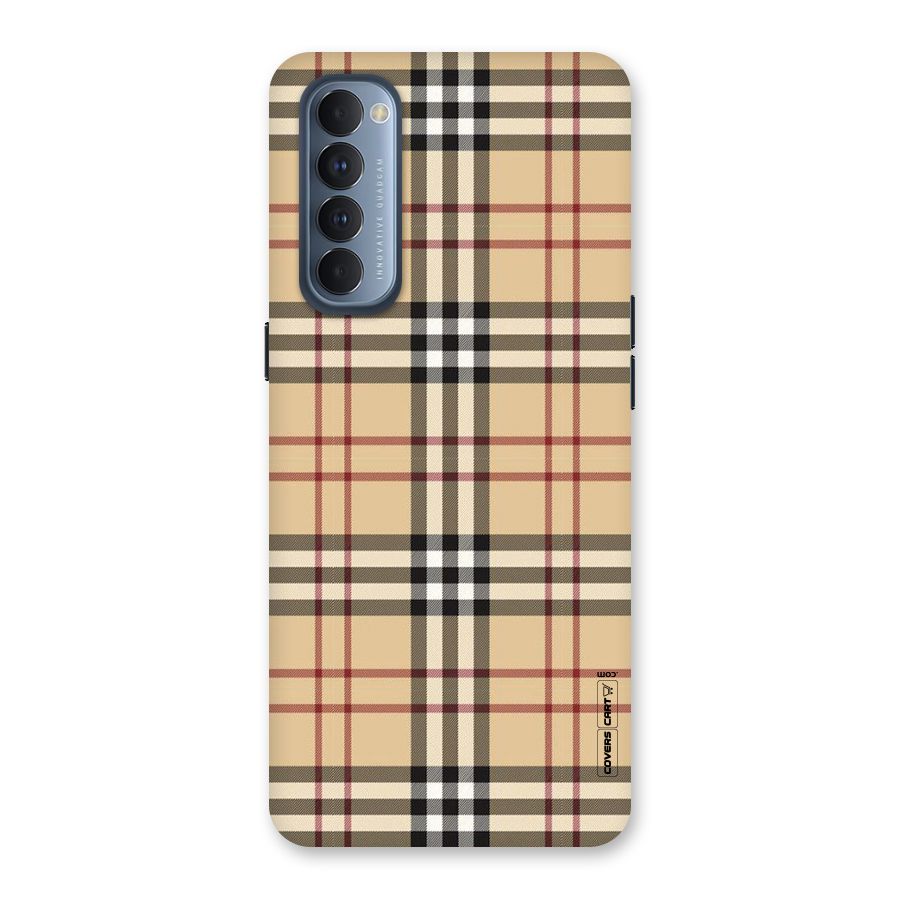 Beige Check Back Case for Reno4 Pro