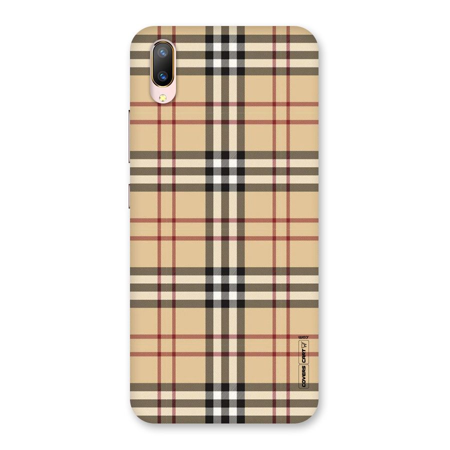 Beige Check Back Case for Vivo V11 Pro