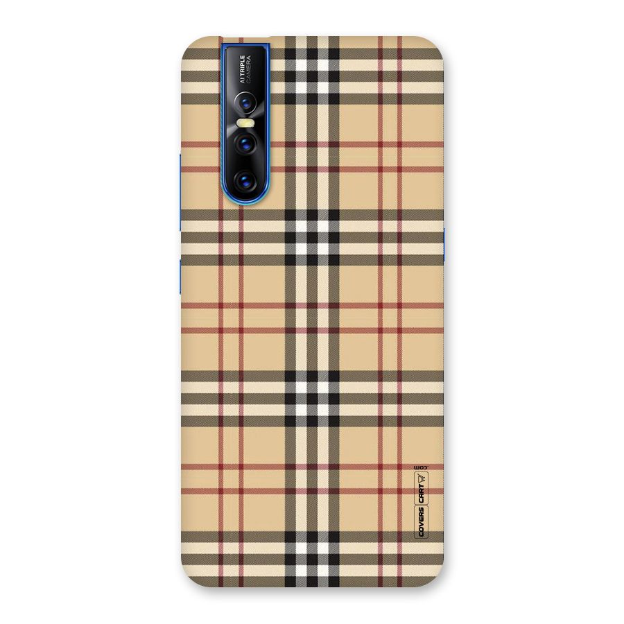 Beige Check Back Case for Vivo V15 Pro