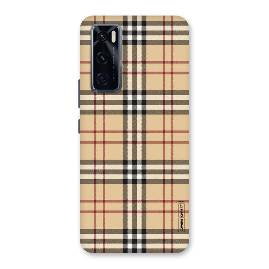 Beige Check Back Case for Vivo V20 SE