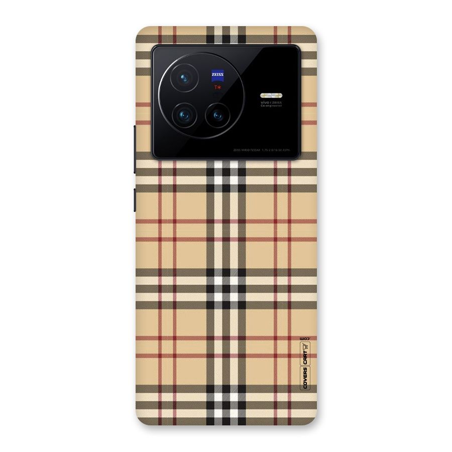 Beige Check Back Case for Vivo X80
