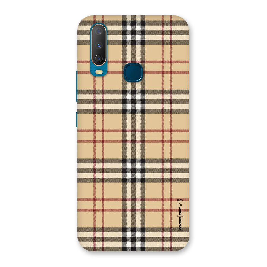 Beige Check Back Case for Vivo Y15