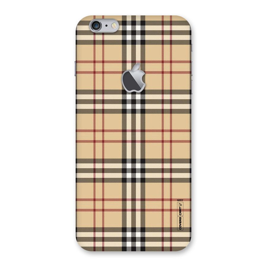 Beige Check Back Case for iPhone 6 Plus 6S Plus Logo Cut