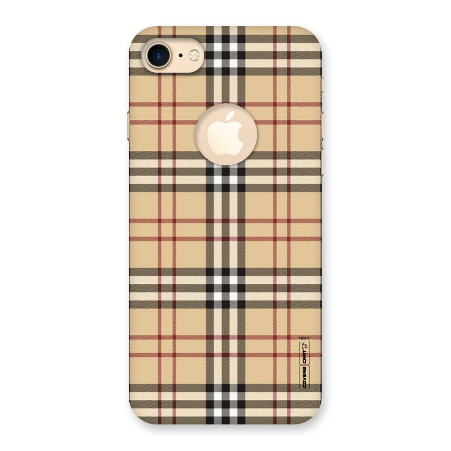 Beige Check Back Case for iPhone 7 Logo Cut