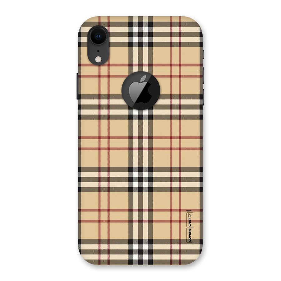 Beige Check Back Case for iPhone XR Logo Cut