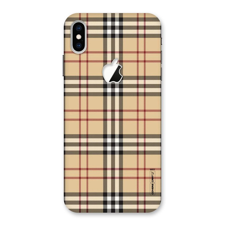 Beige Check Back Case for iPhone XS Max Apple Cut