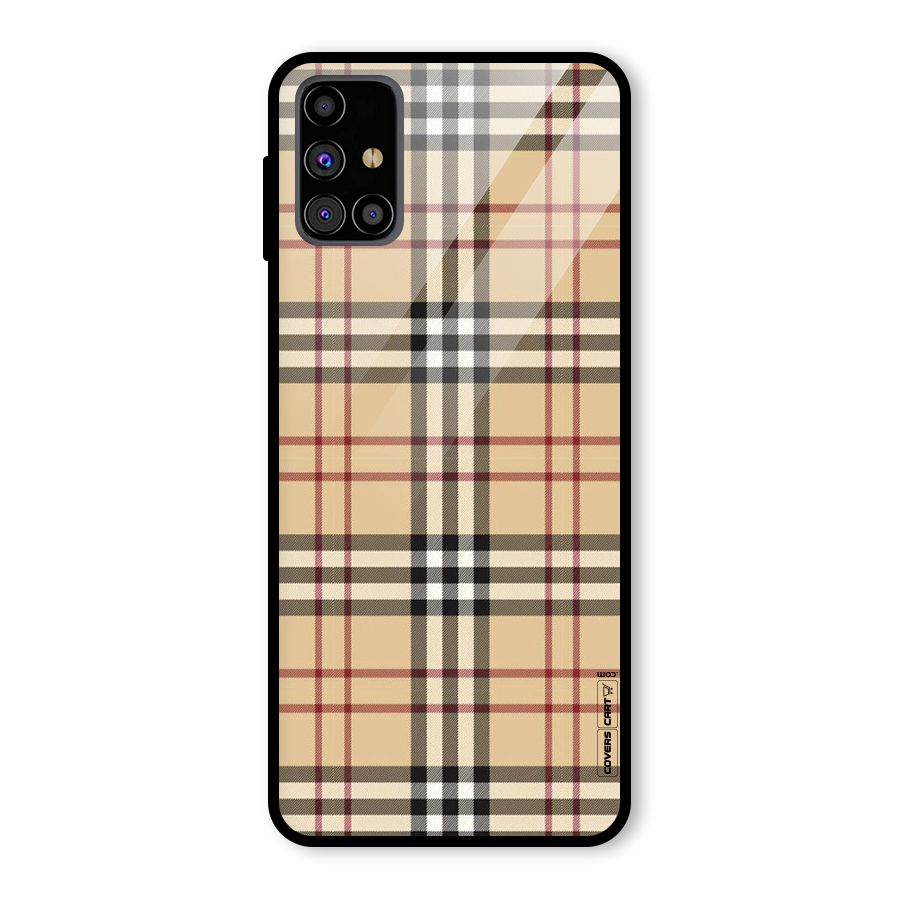 Beige Check Glass Back Case for Galaxy M31s