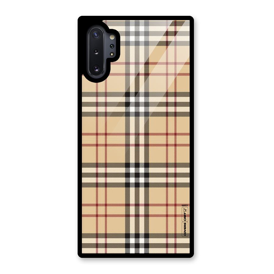 Beige Check Glass Back Case for Galaxy Note 10 Plus