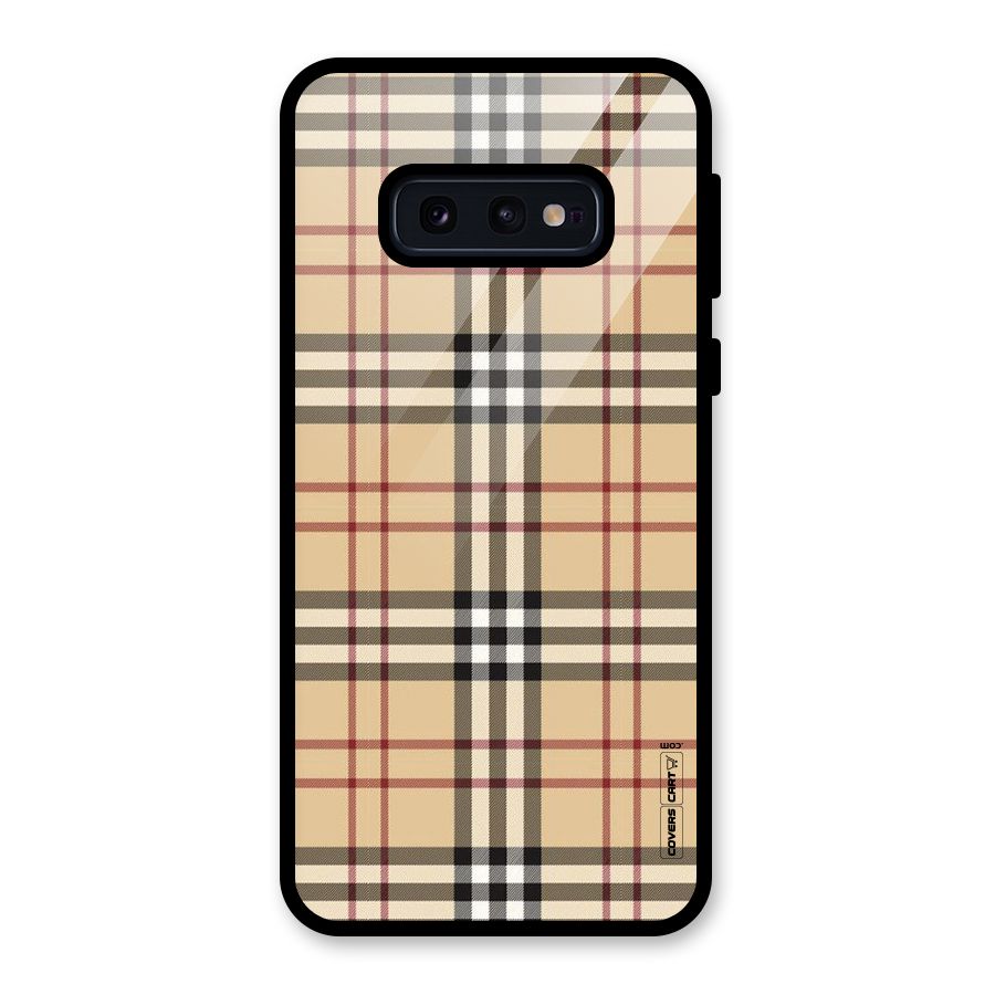 Beige Check Glass Back Case for Galaxy S10e