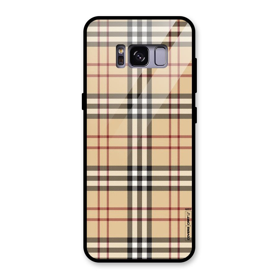 Beige Check Glass Back Case for Galaxy S8