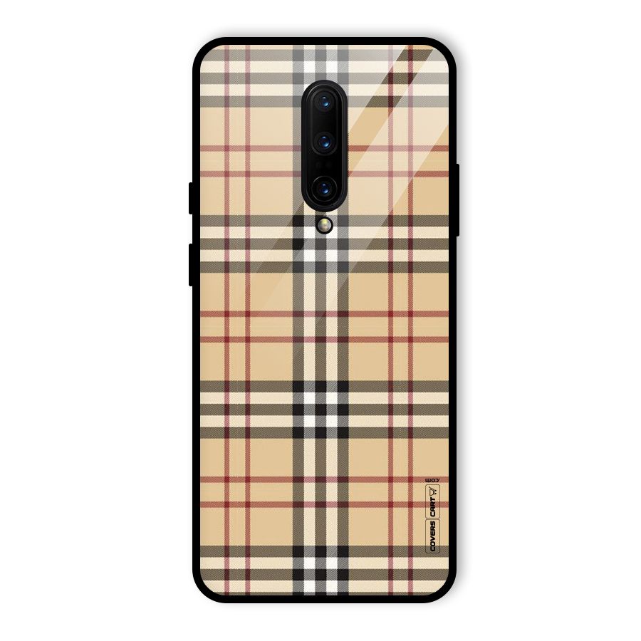Beige Check Glass Back Case for OnePlus 7 Pro
