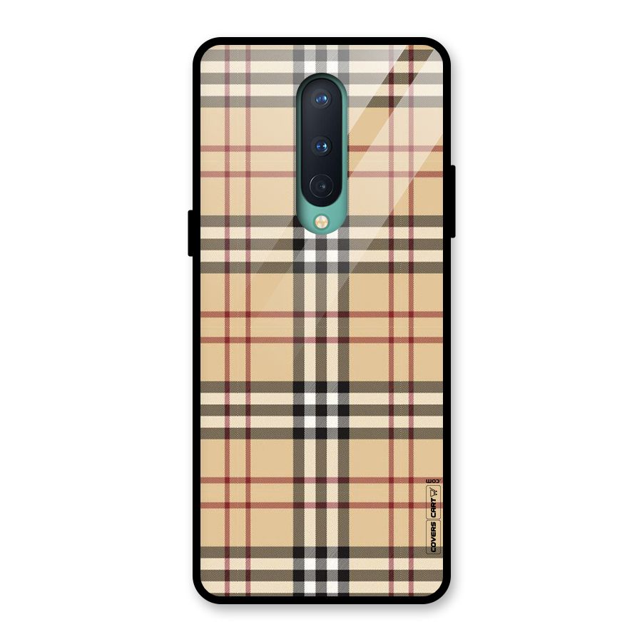 Beige Check Glass Back Case for OnePlus 8