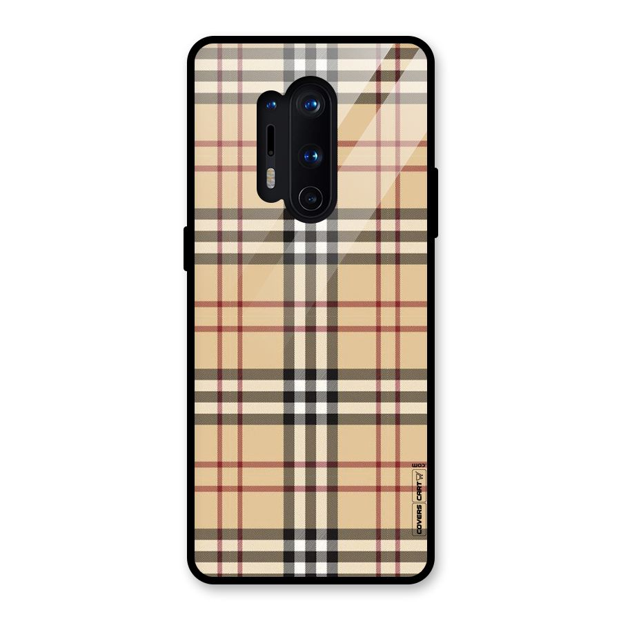 Beige Check Glass Back Case for OnePlus 8 Pro