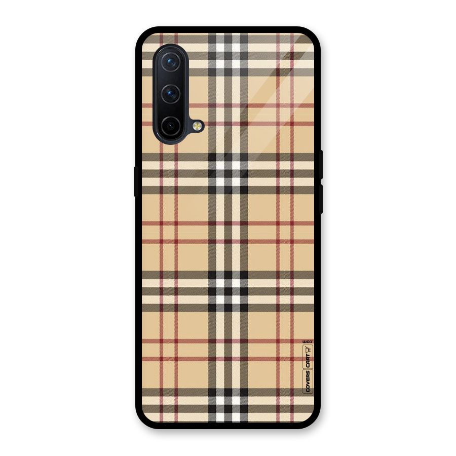 Beige Check Glass Back Case for OnePlus Nord CE 5G