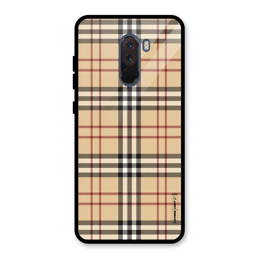 Beige Check Glass Back Case for Poco F1