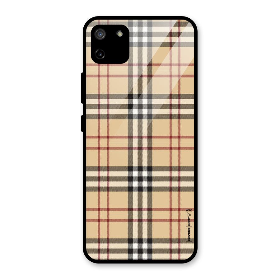 Beige Check Glass Back Case for Realme C11