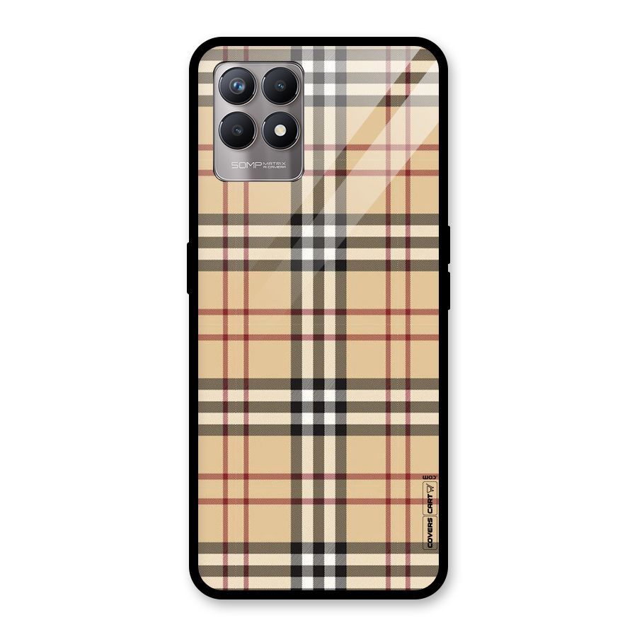 Beige Check Glass Back Case for Realme Narzo 50