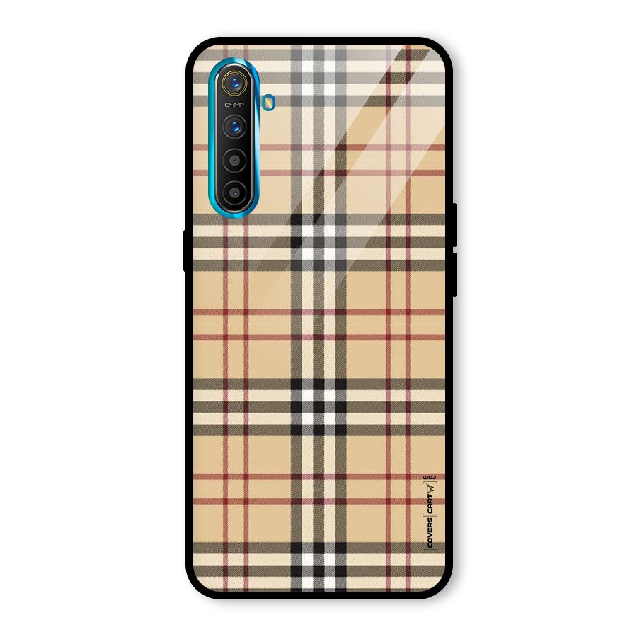 Beige Check Glass Back Case for Realme X2