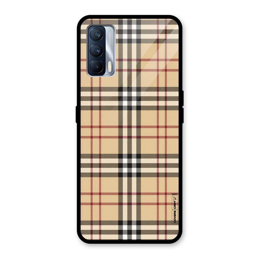 Beige Check Glass Back Case for Realme X7
