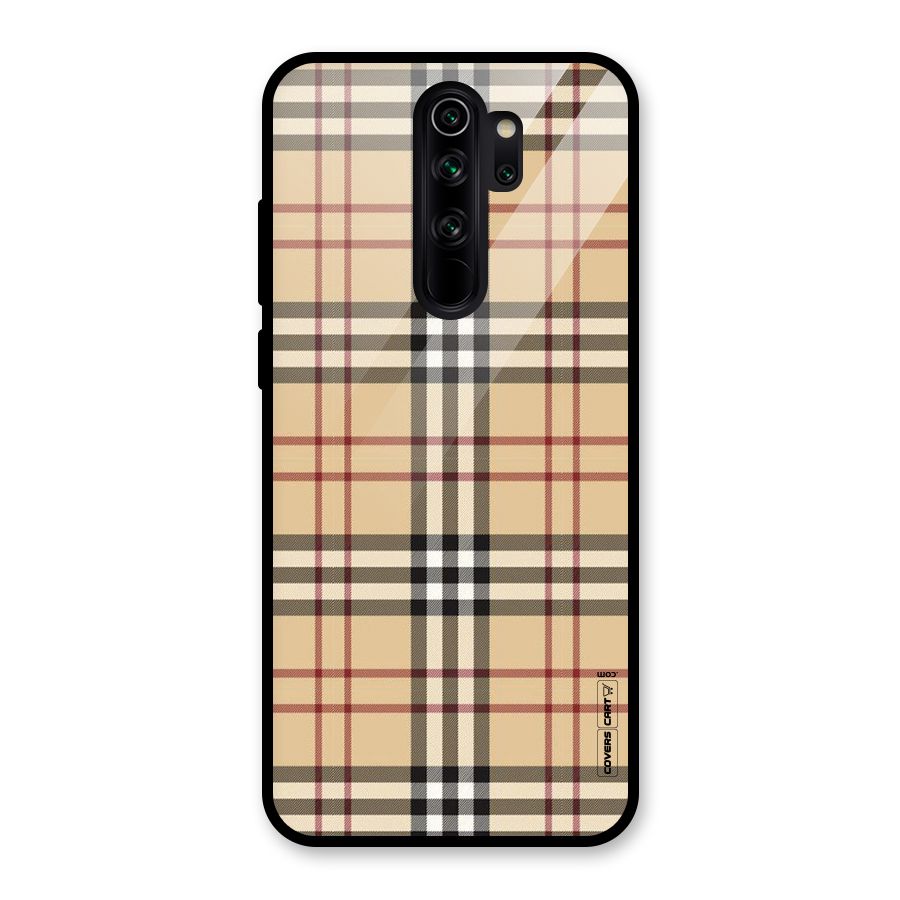 Beige Check Glass Back Case for Redmi Note 8 Pro
