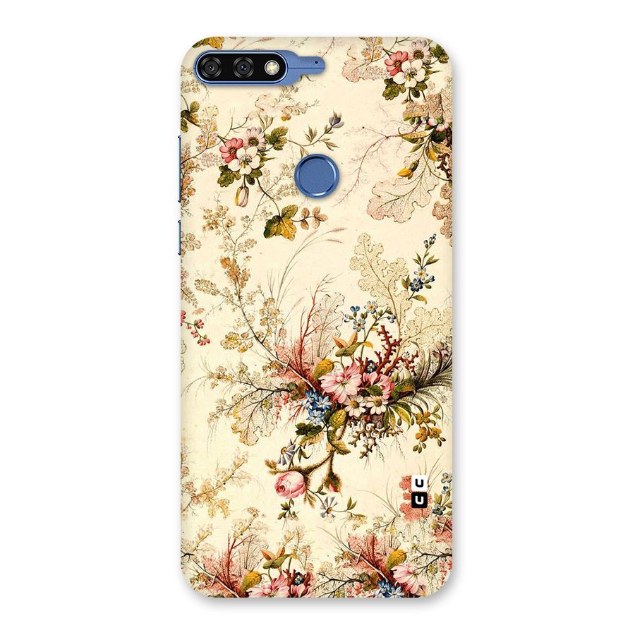 Beige Floral Back Case for Honor 7C